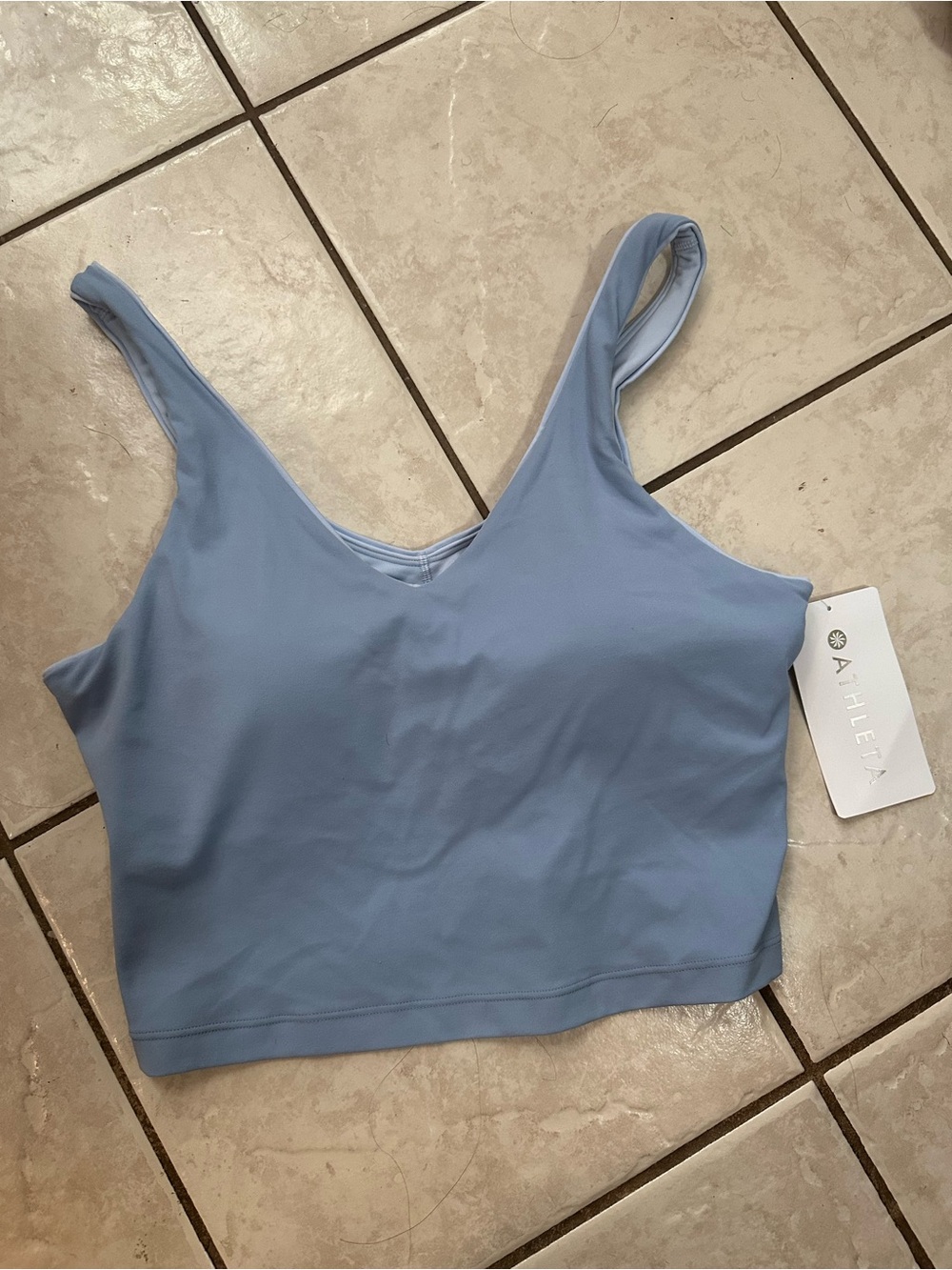 Athleta Powder Blue V-Neck Crop Sports Bra